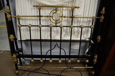Lot 115 - Victorian black painted and brass half tester bed.