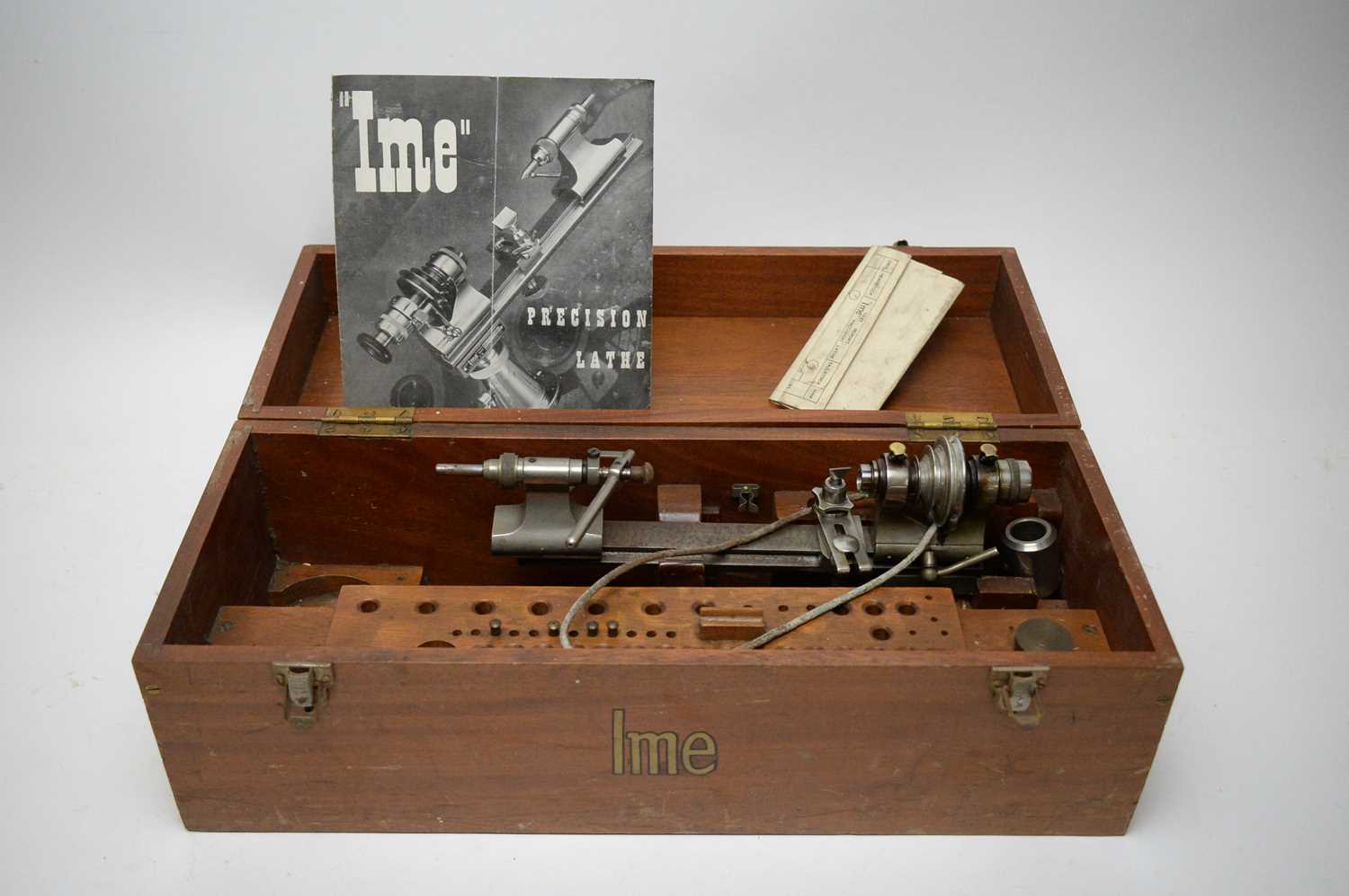 Lot 334 - IME precision watchmaker's lathe, boxed.