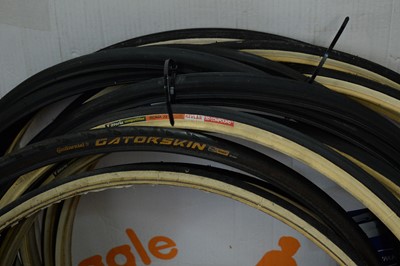 Lot 722 - Road bike tyres; and two Campagnolo wheel bags.
