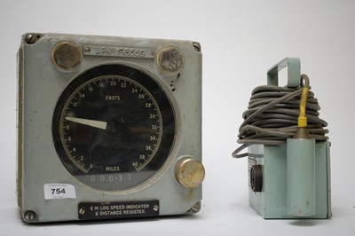 Lot 754 - A nautical EM log speed indicator and distance register; and a water detector Series 100.