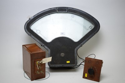 Lot 766 - A large voltmeter; a resistance protecting galvanometer; and an inductor.
