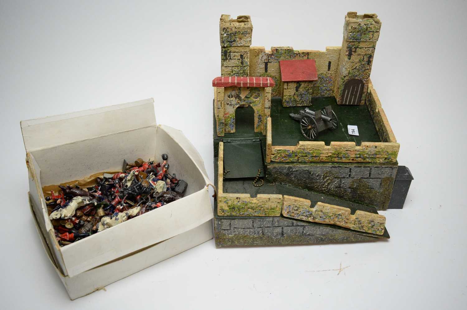 Lot 784 - Britains hollow-cast toy soldiers; and a wooden fort.