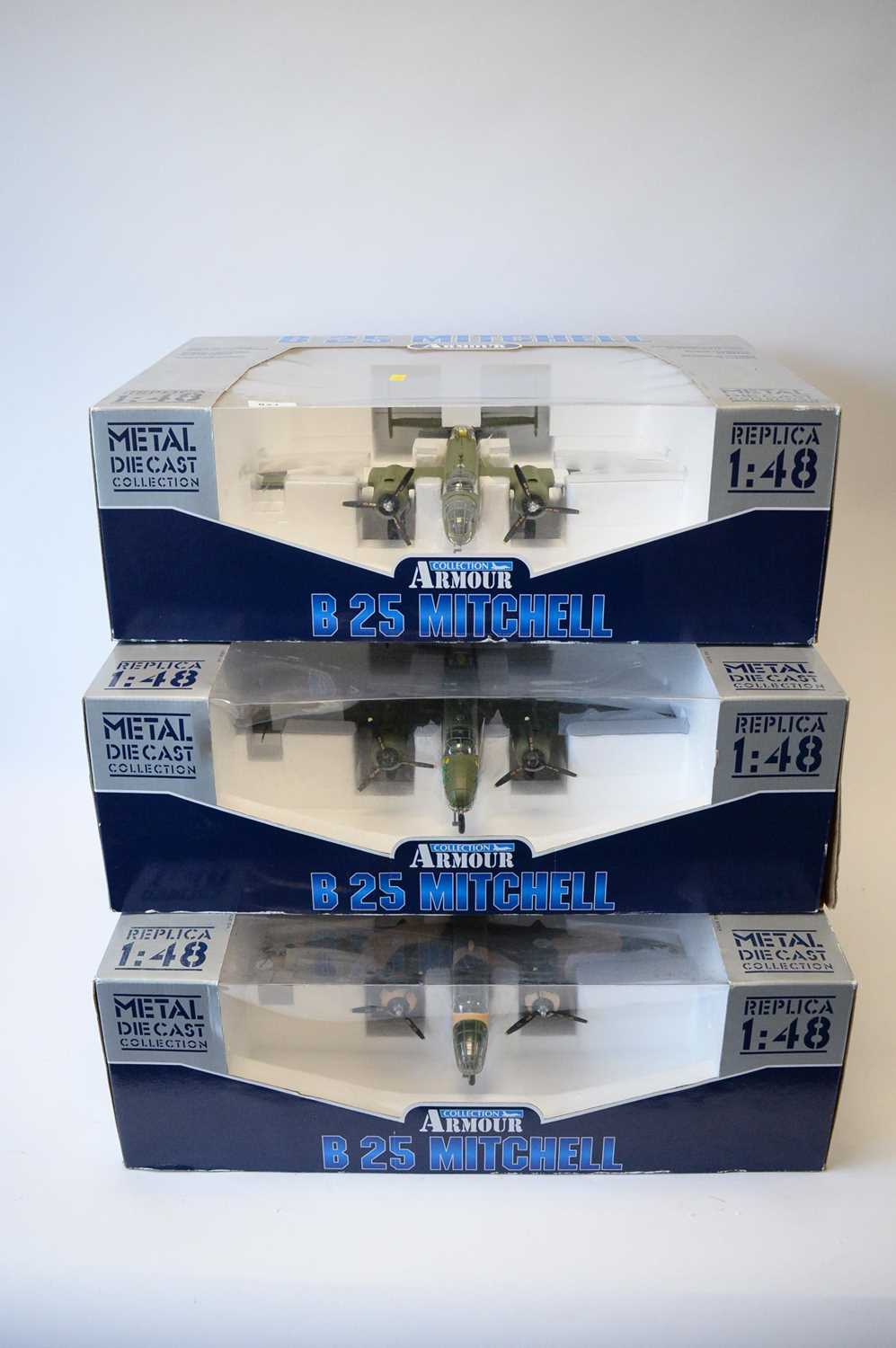 Lot 476 - Collection Armour 1:48 Scale metal diecast aeroplanes - B25 Mitchell Bombers.