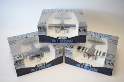 Lot 819 - Collection Armour 1:48 Scale metal diecast aeroplanes - F6F Hellcat.