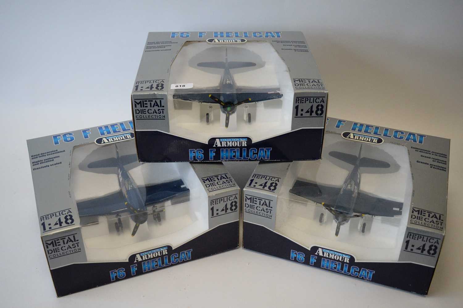 Lot 818 - Collection Armour 1:48 Scale metal diecast aeroplanes - F6F Hellcat.