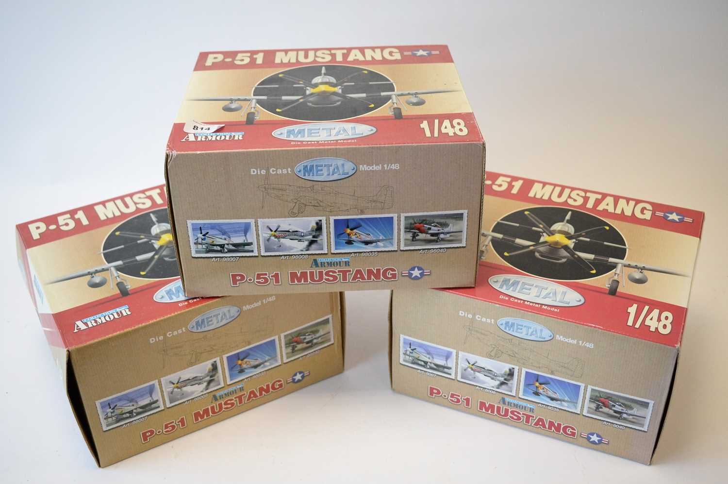 Lot 814 - Collection Armour 1:48 Scale metal diecast aeroplanes - P51 Mustang.