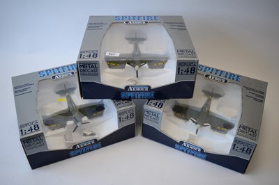 Lot 823 - Collection Armour 1:48 Scale metal diecast aeroplanes - Spitfire.