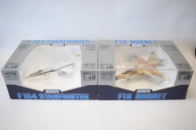 Lot 798 - Collection Armour 1:48 Scale metal diecast aeroplanes - F18 Hornet and F104 Starfighter.