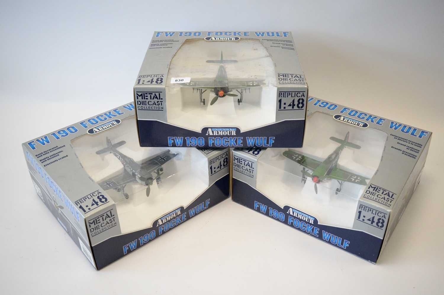Lot 830 - Collection Armour 1:48 Scale metal diecast aeroplanes - FW190 Focke Wulf.