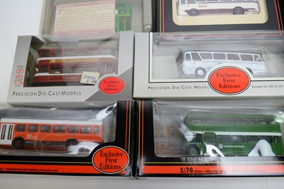 Lot 908 - 1:76 scale Exclusive First Editions diecast bus and tram models.