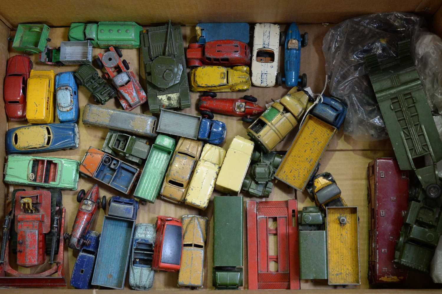 Lot 915 - Dinky diecast vehicles, and hollow-cast lead figures and animals.