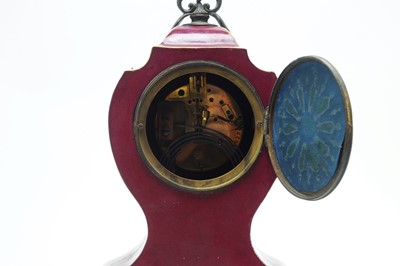 Lot 763 - A 19th C French porcelain mantel clock.