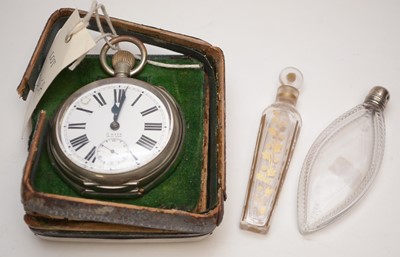 Lot 245A - Goliath pocket watch, cased, and two scent bottles.