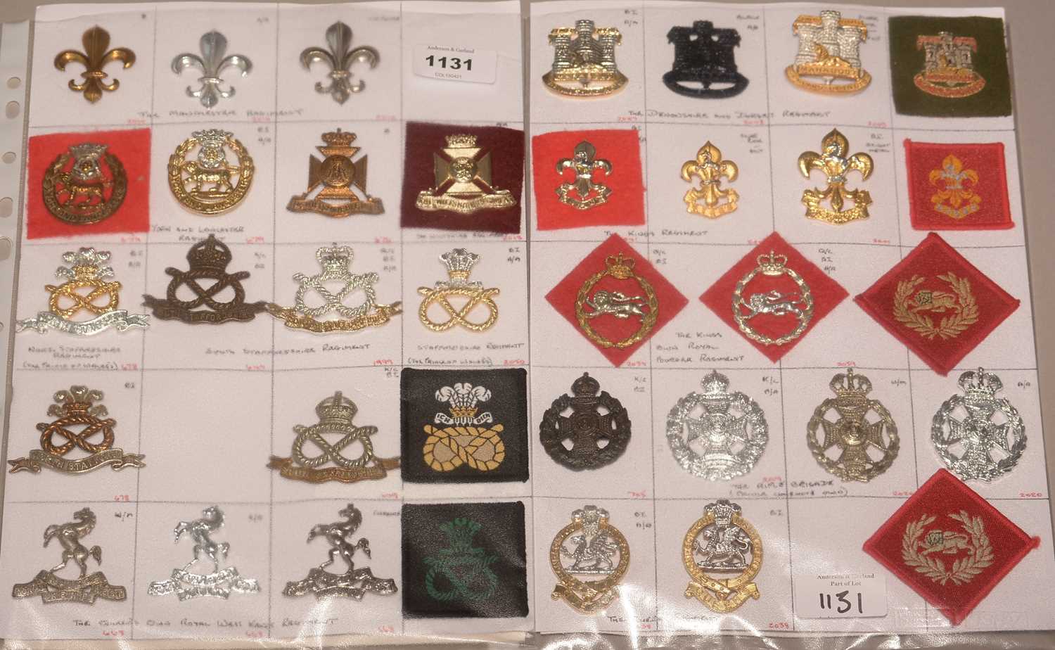 Lot 1131 - A collection of 36 Regimental cap badges.