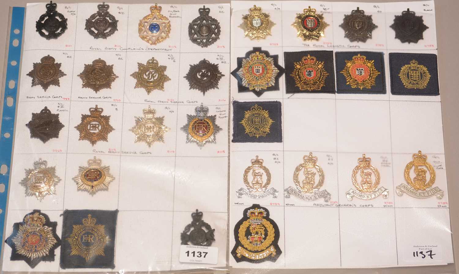 Lot 1137 - A collection of 31 Military Corps cap badges.