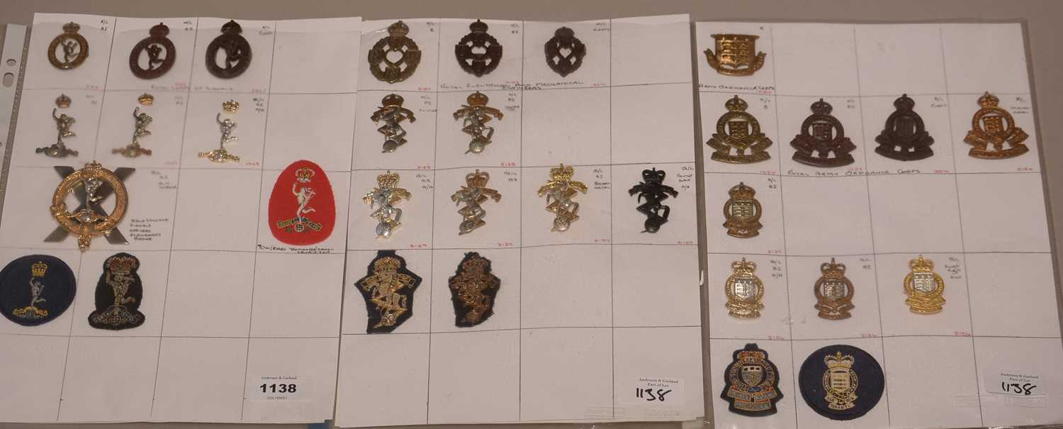 Lot 1138 - A collection of 32 Military Corps badges.