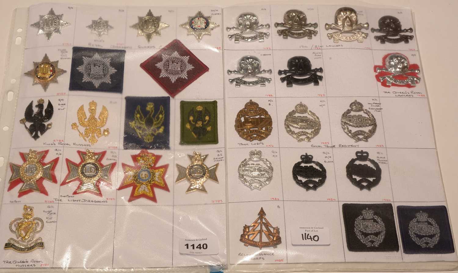 Lot 1140 - A collection of 33 Cavalry Regiment cap badges.