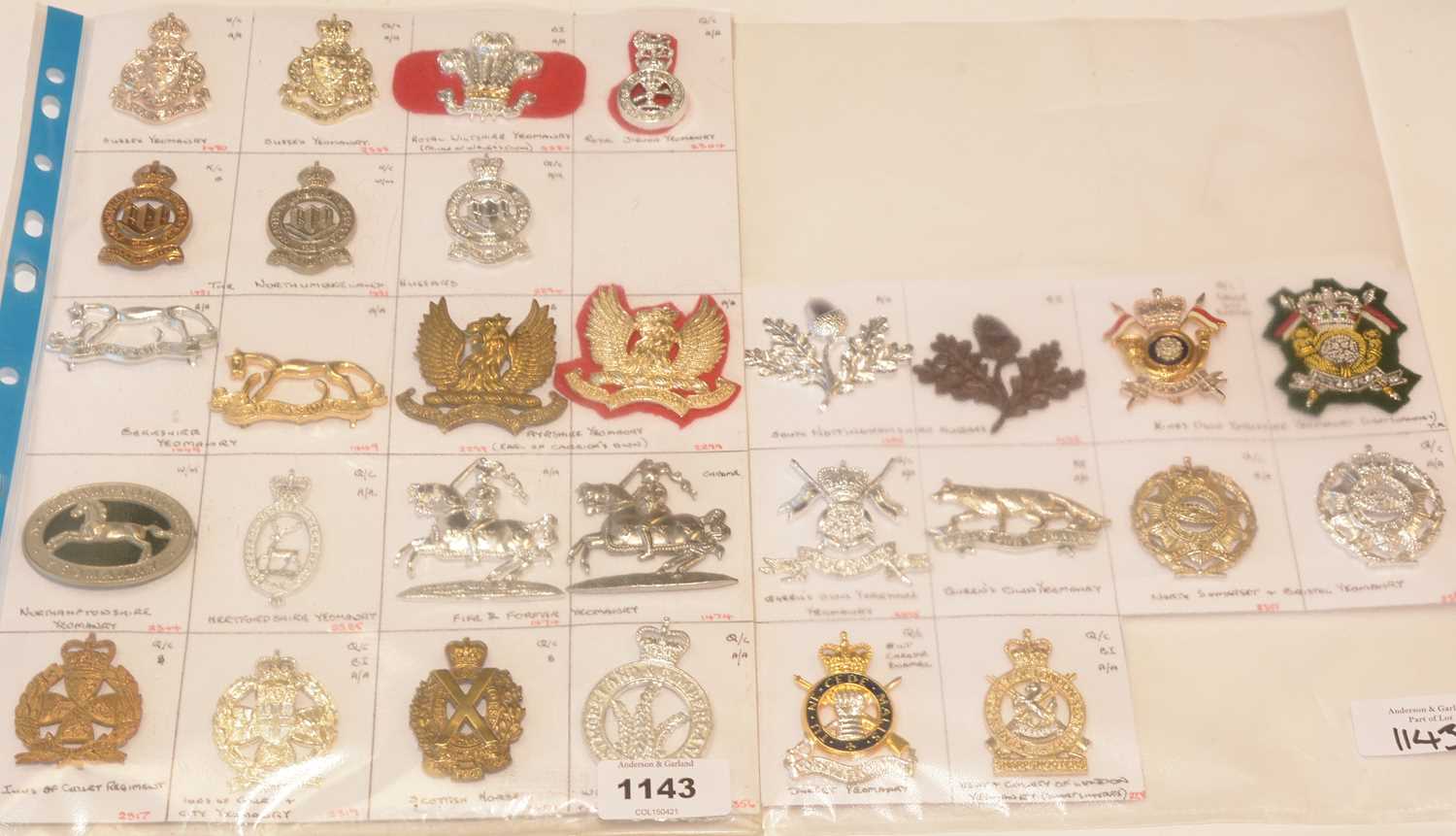 Lot 1143 - A collection of 29 Yeomanry cap badges.