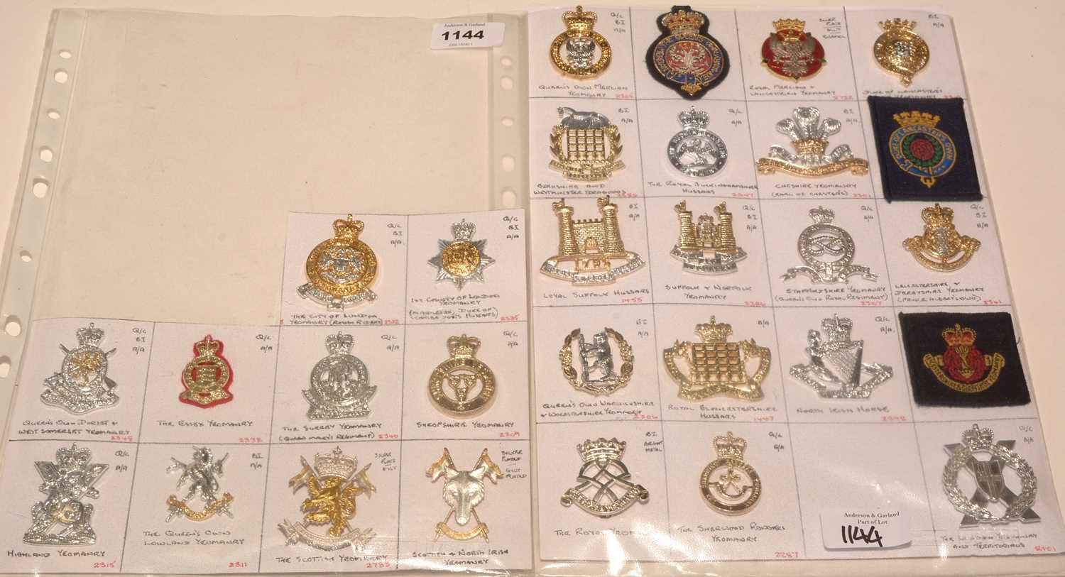 Lot 1144 - A collection of 29 Yeomanry cap badges.