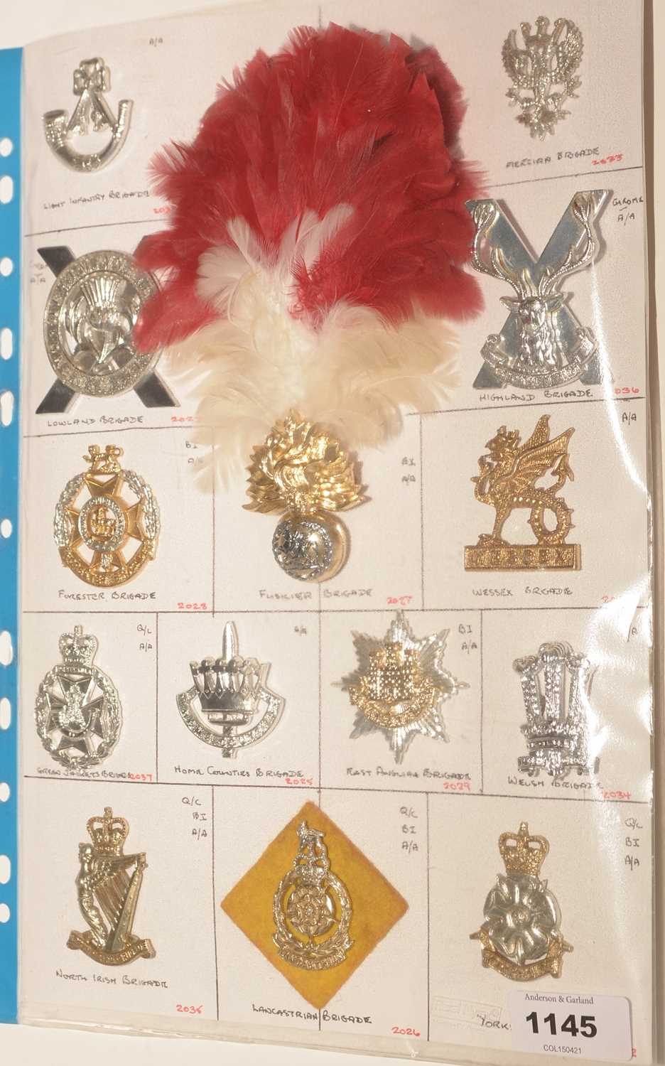 Lot 1145 - A collection of 14 Military Brigade cap badges.