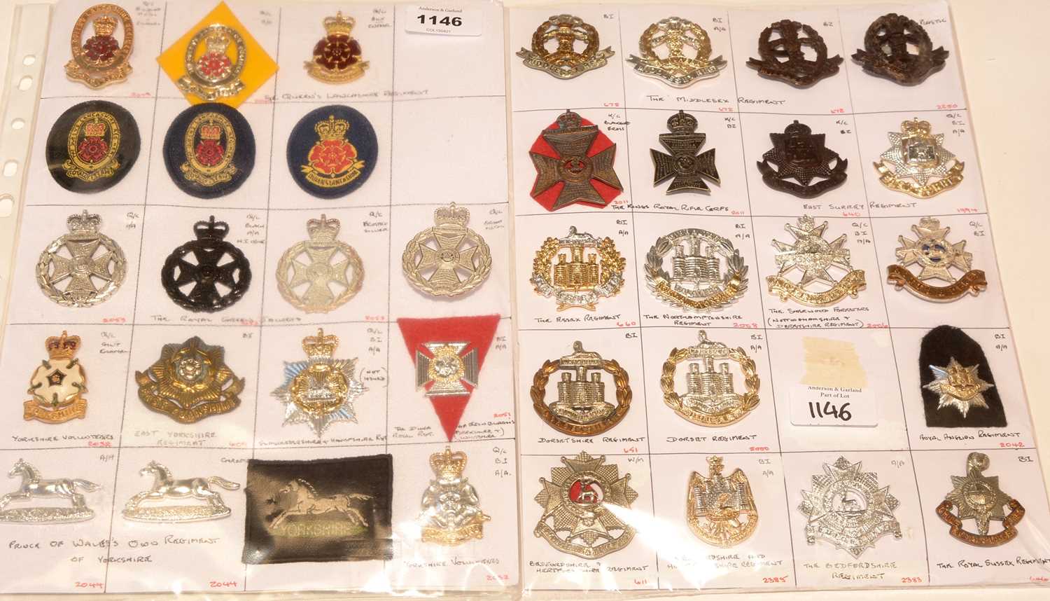 Lot 1146 - A collection of 37 Regimental cap badges.