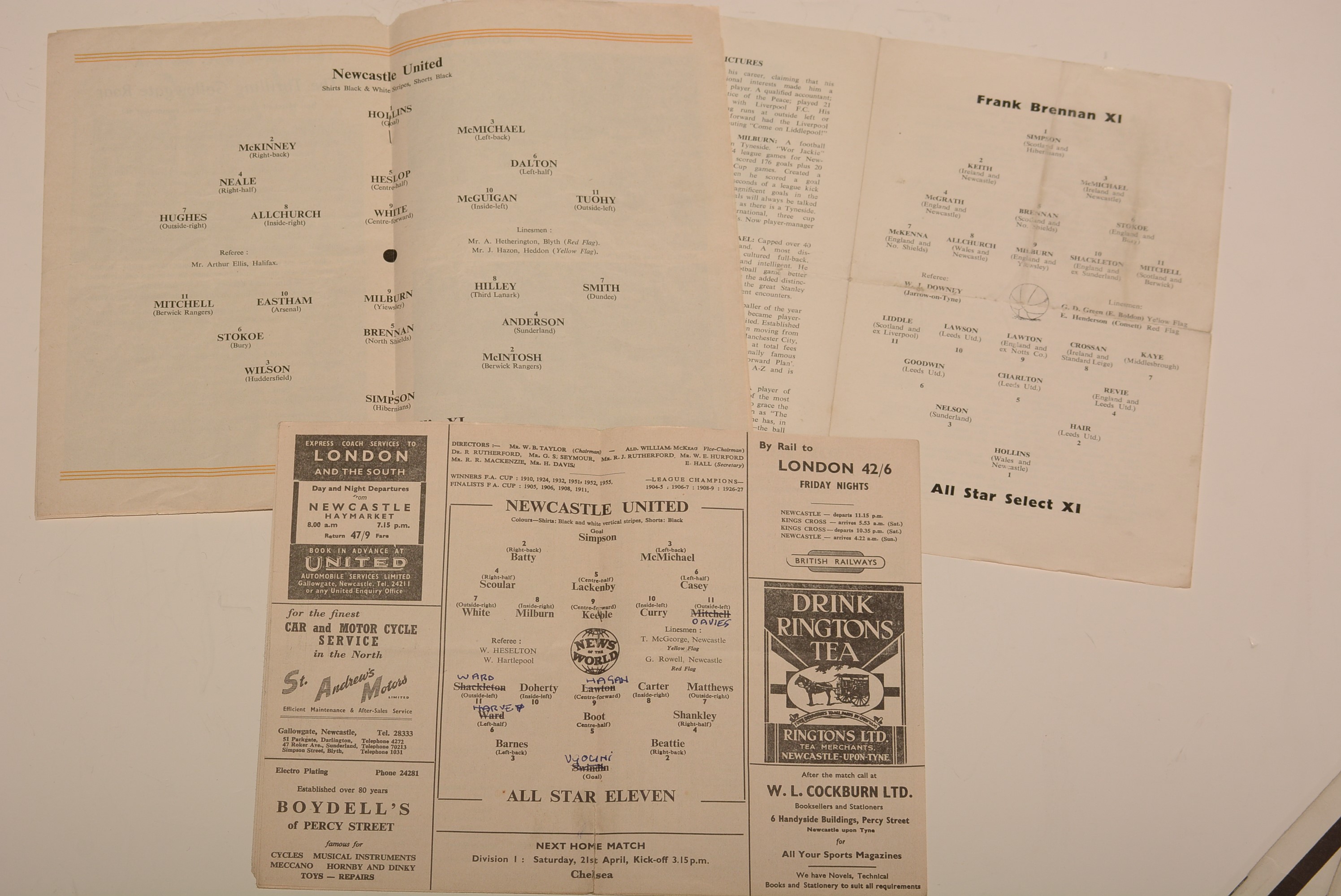 Lot 1072 Newcastle football memorabilia.