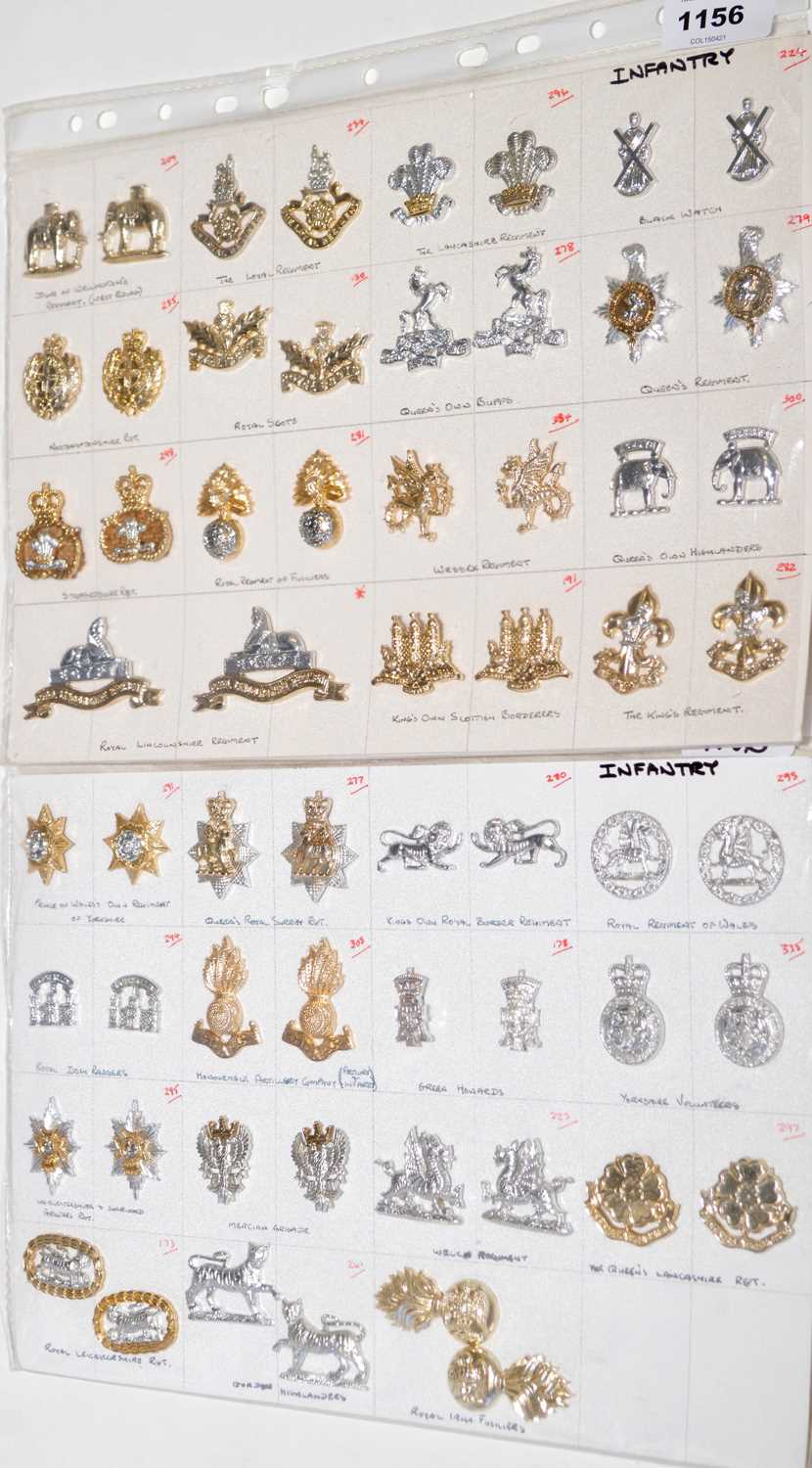 Lot 1156 - A collection of 30 pairs of Infantry collar badges.