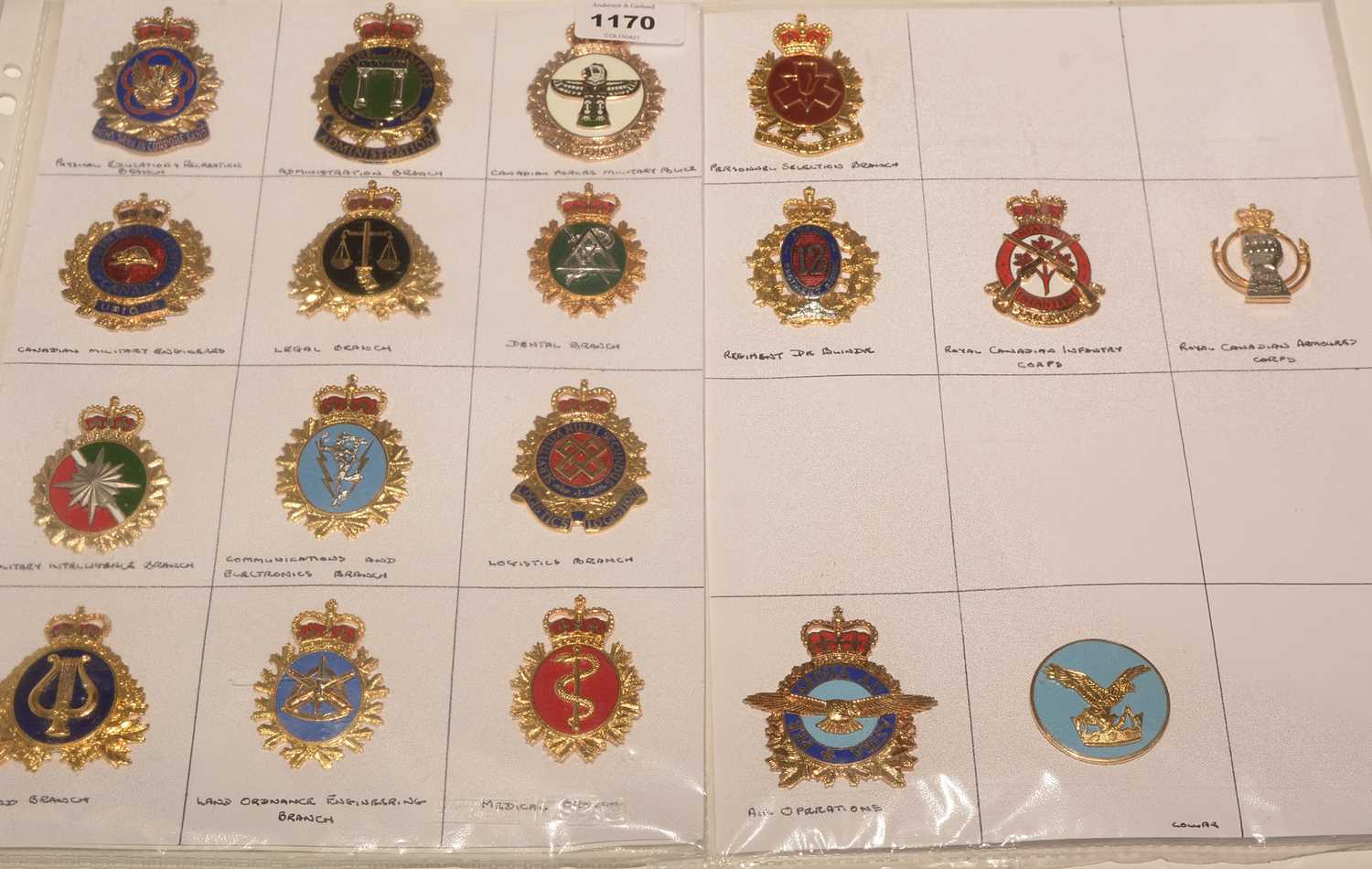 Lot 1170 - A collection of 18 Canadian enamel Armed Forces badges.