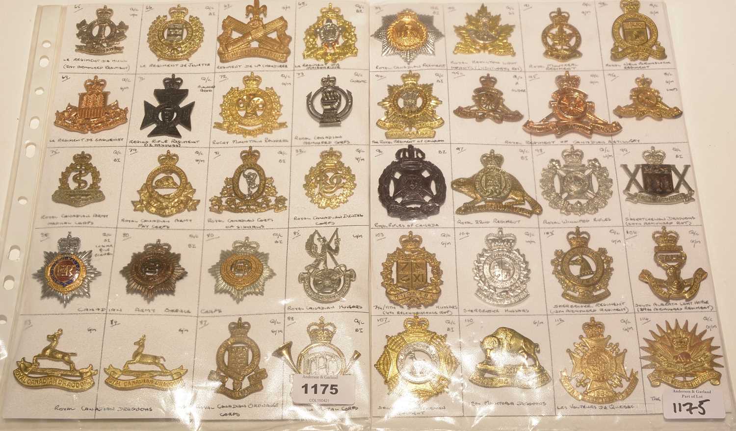Lot 1175 - A collection of Post 1950's Canadian cap badges.
