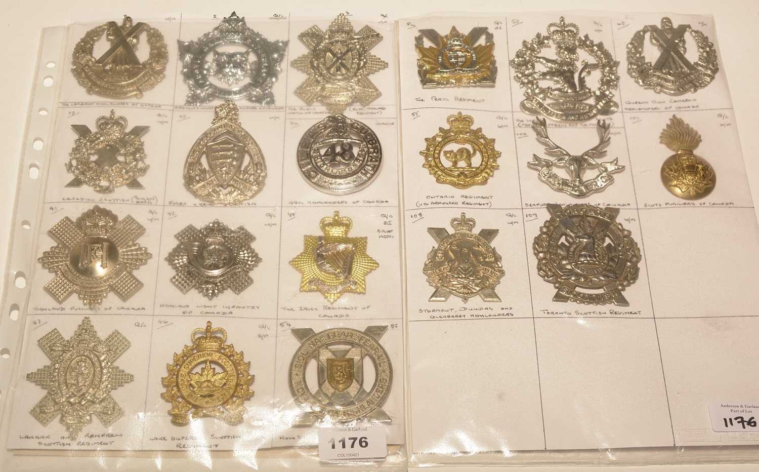 Lot 1176 - A collection of 20 Post 1950's Canadian Glengarry badges.