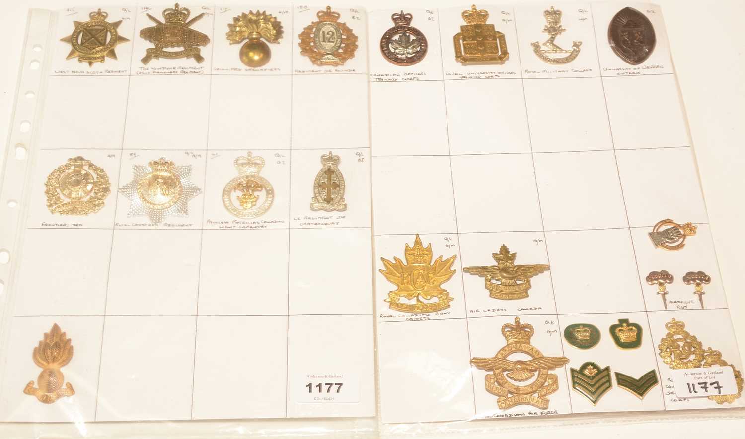Lot 1177 - A collection of 16 Post 1950's Canadian cap badges.