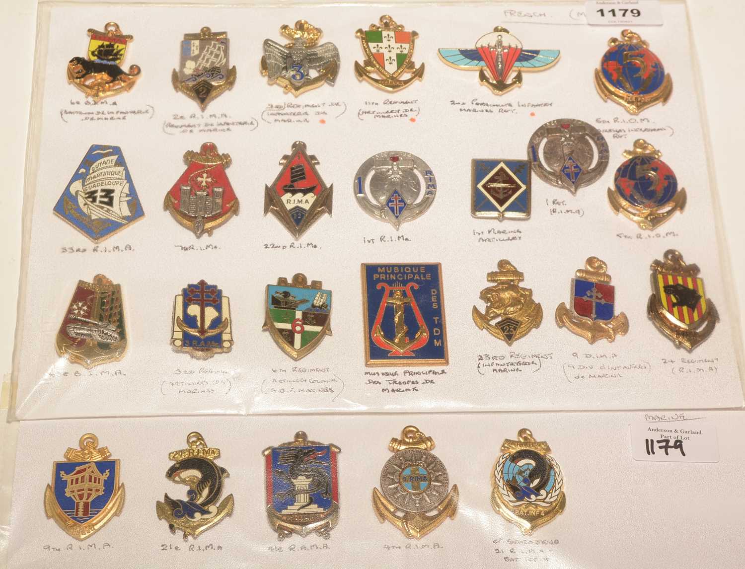 Lot 1179 - A collection of 25 French enamel Regimental pocket crests.