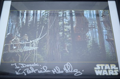 Lot 1036 - Signed Star Wars photographs of Ewoks