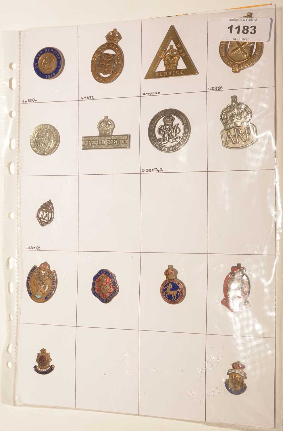 Lot 1183 - A collection of  8 WWI War Service badges.