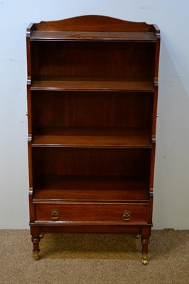 Lot 26 - 20th C campaign style waterfall bookcase.