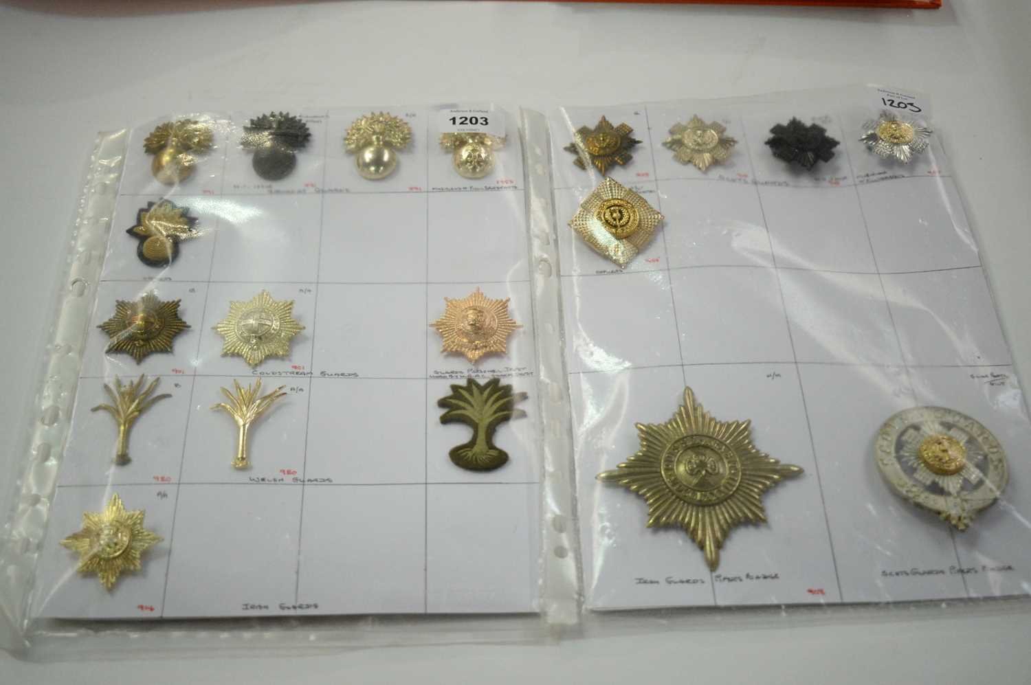 Lot 1203 - A collection of 19 Guards cap badges.