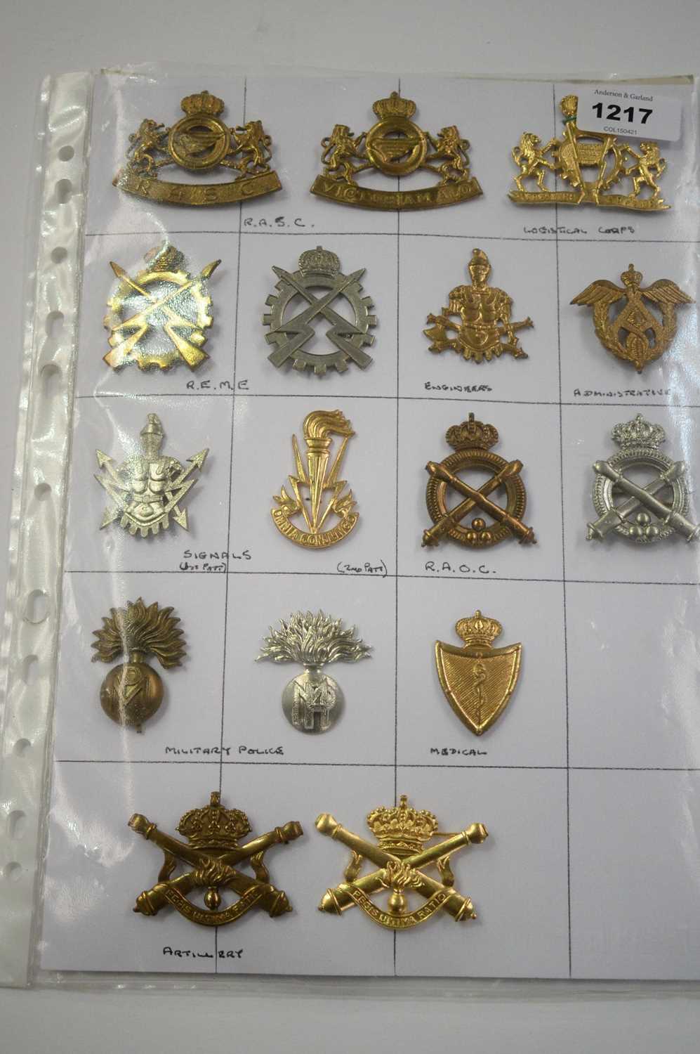 Lot 1217 - A collection of 16 Belgian Corps cap badges.
