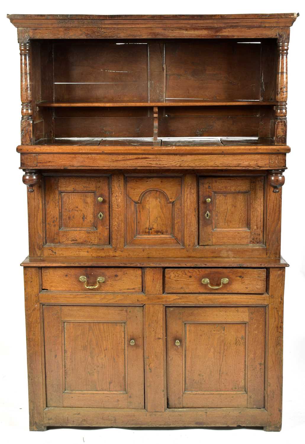 Lot 849 - 17th Century and later oak court cupboard