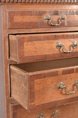 Lot 853 - George III oak and mahogany banded chest-on-chest.