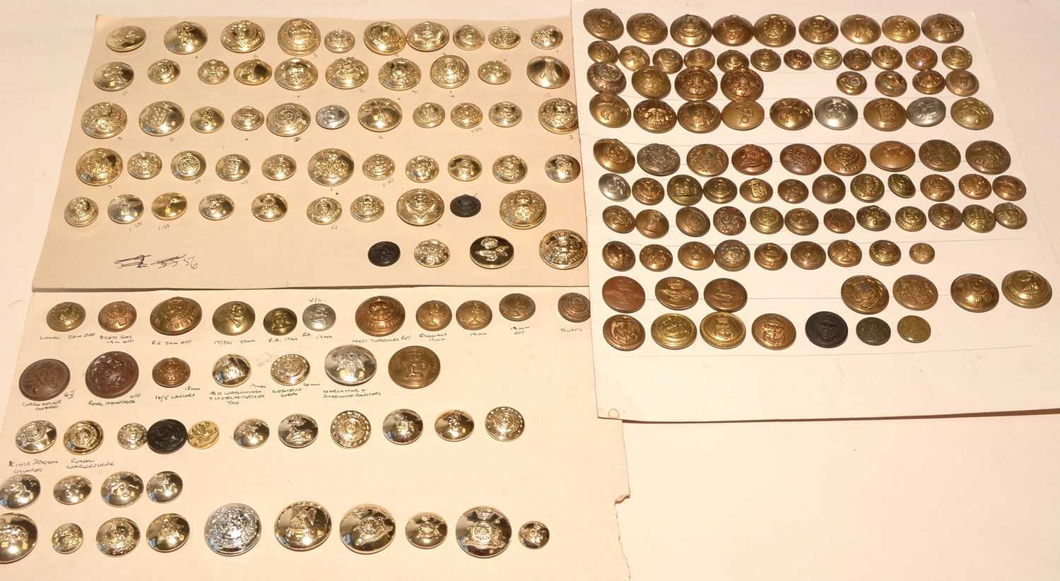 Lot 1255 - A large collection of Military buttons mounted on cards.