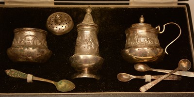 Lot 214 - Silver condiments and other items