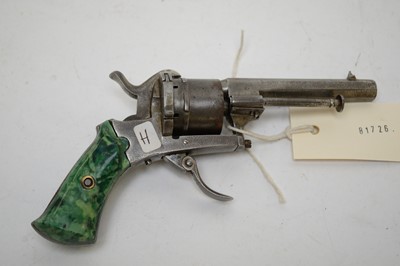 Lot 1282 - A 19th Century 7mm Lefaucheux pinfire revolver.