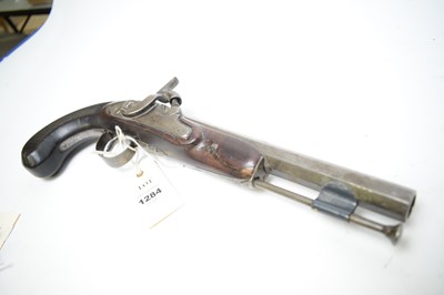 Lot 1284 - A 19th Century percussion pistol; and two pocket pistols.