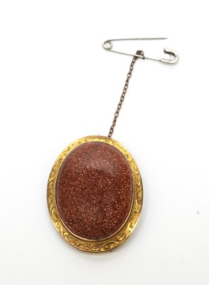 Lot 50 - A late 19th Century goldstone brooch.