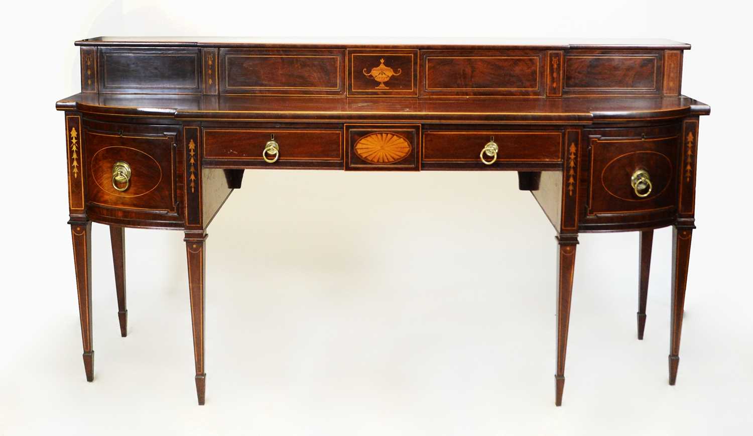 Lot 904 - A 19th Century mahogany and inlaid stage-back sideboard