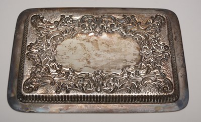 Lot 240 - Rectangular silver tray.