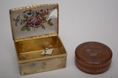 Lot 244 - 19th C silver-gilt and porcelain snuff-box.