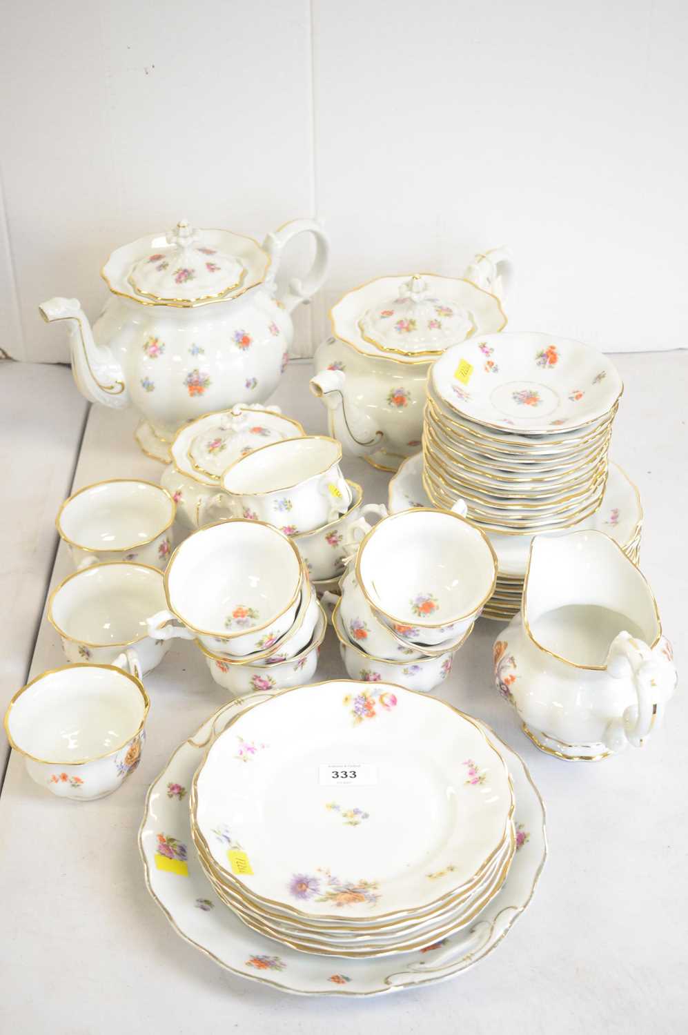 Lot 333 - Early 20th C Continental porcelain tea service.