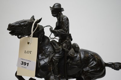 Lot 391 - After Frederick Remington - Cavalryman on galloping horse.