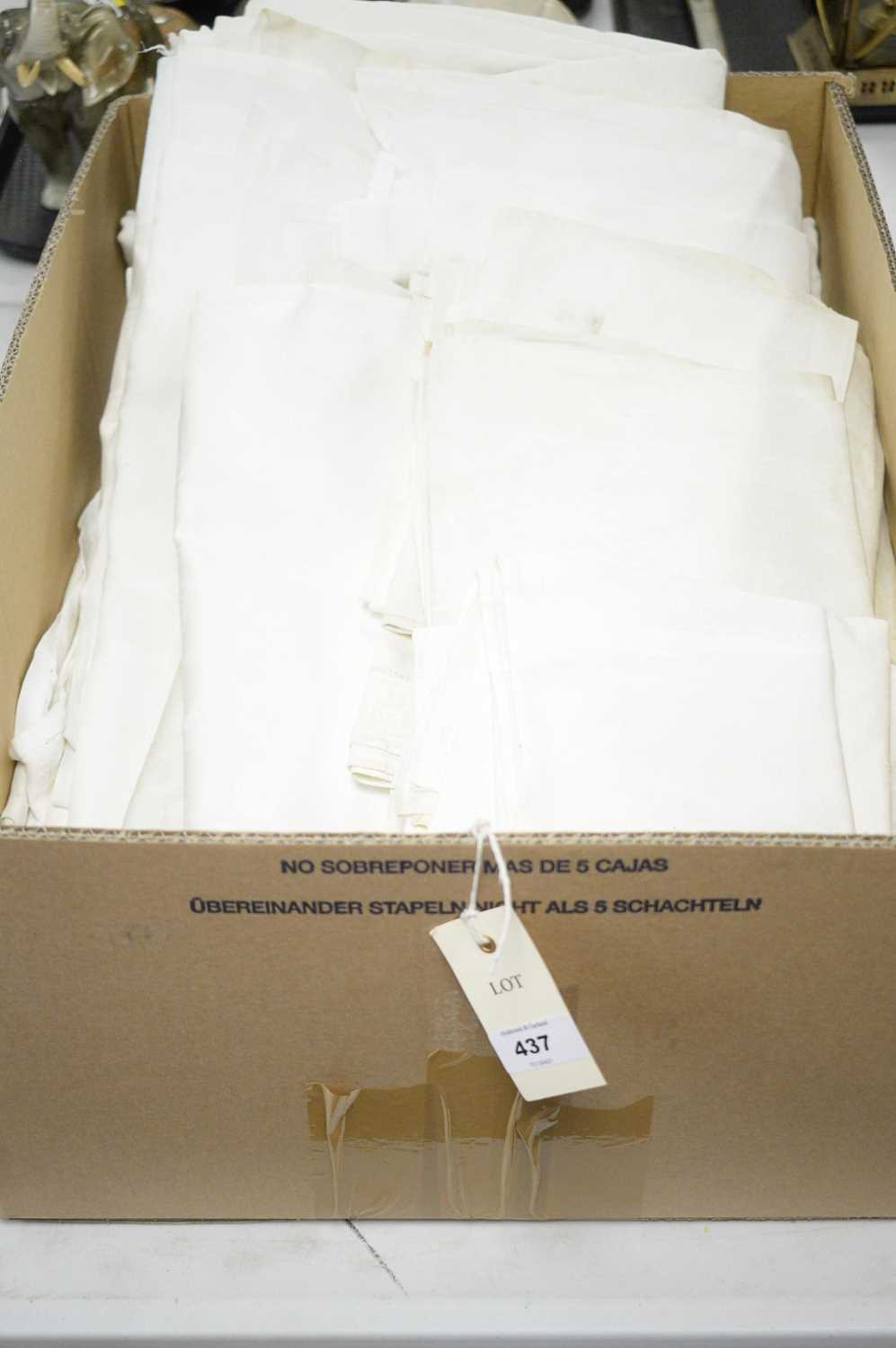 Lot 437 - A selection of white damask table linen.